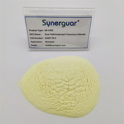 Blanco al cloruro amarillento de Hydroxypropyltrimonium del guar para el modificante de la reología del champú del pelo